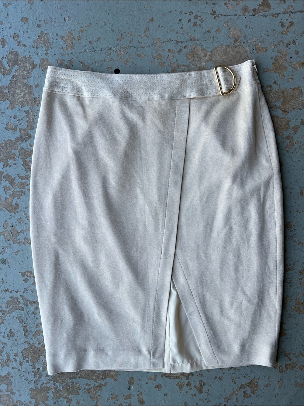 The Limited Cream Pencil Skirt with D-Ring Accent